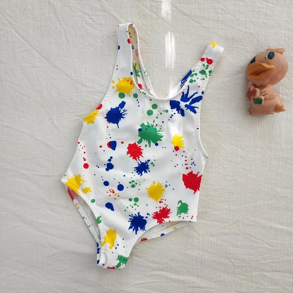 Vintage Paint Splatter Swimsuit 18-24 months